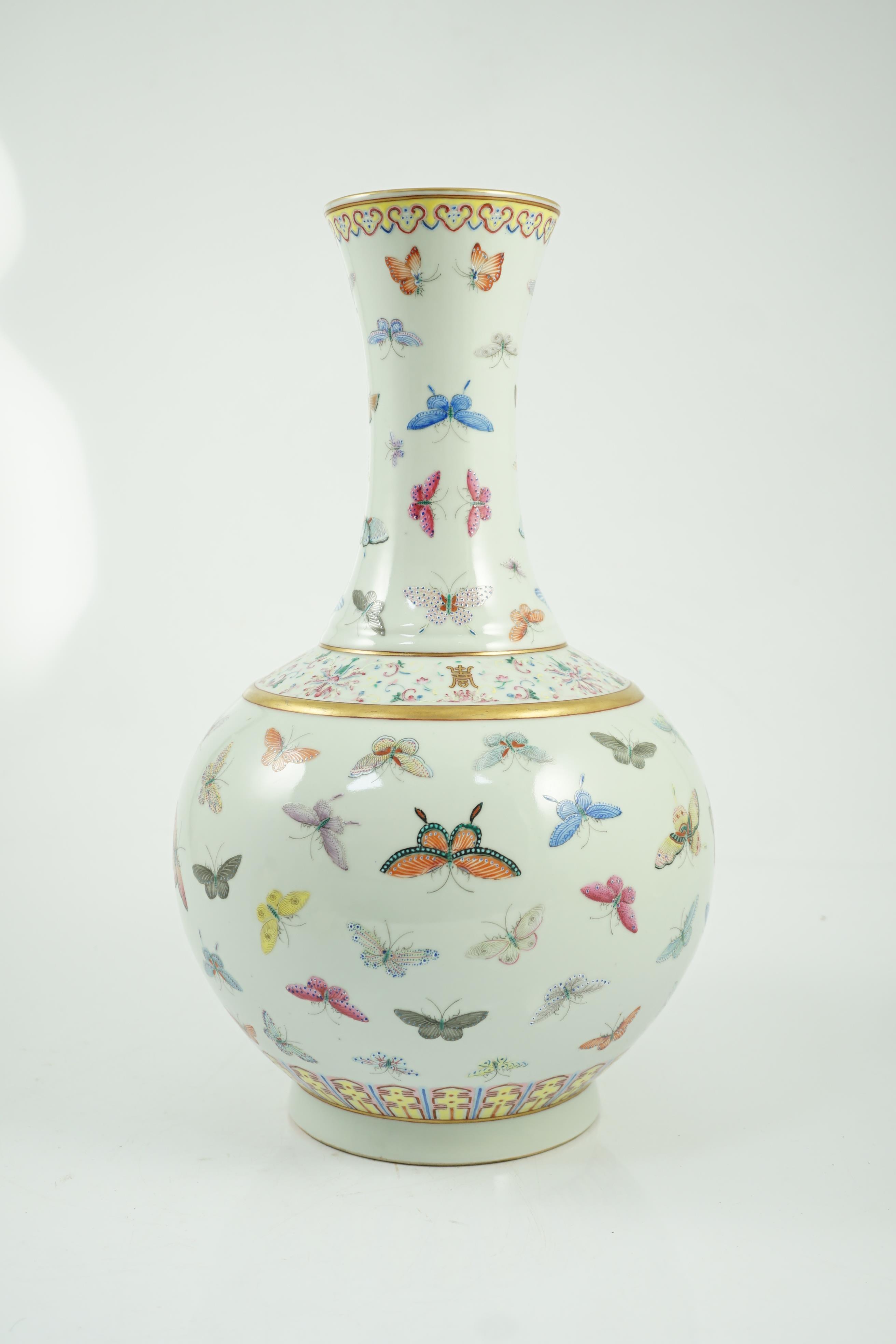 A Chinese famille rose ‘butterfly’ vase, Guangxu mark